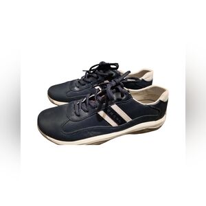 Authentic PRADA Men's Navy, Red, and White Sneakers Sizec 9